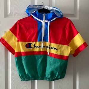 Kids XL Champion Vintage Short-Sleeve Color Block Windbreaker
